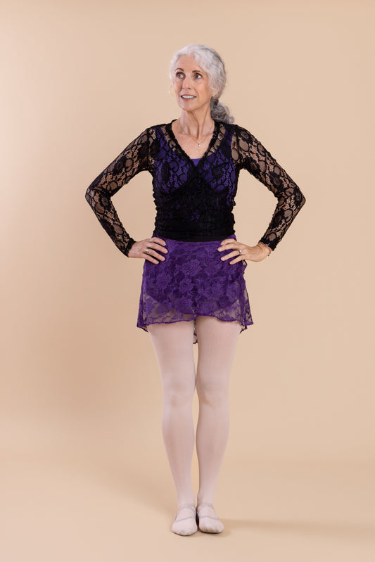 Black Lace Ballerina Wrap Top