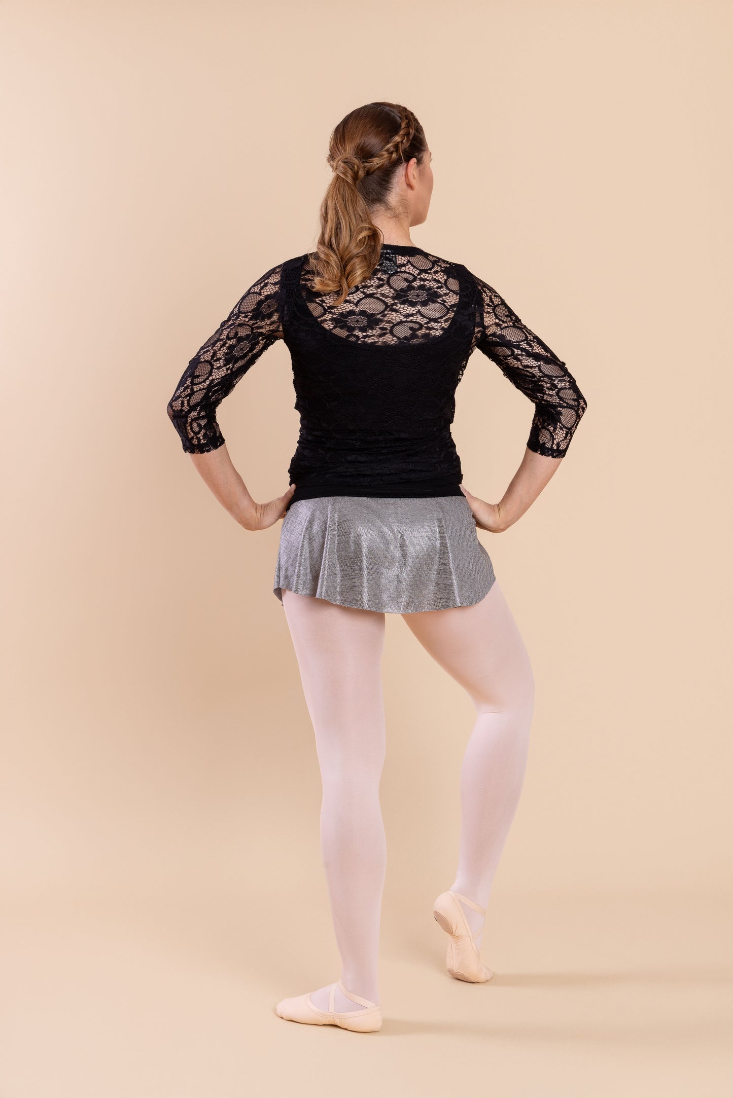 Black Lace Three Quarter Sleeve Tee