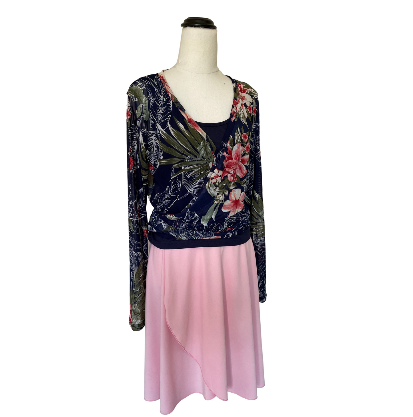 Mesh Stretch Ballerina Wrap Top Oasis Blooms