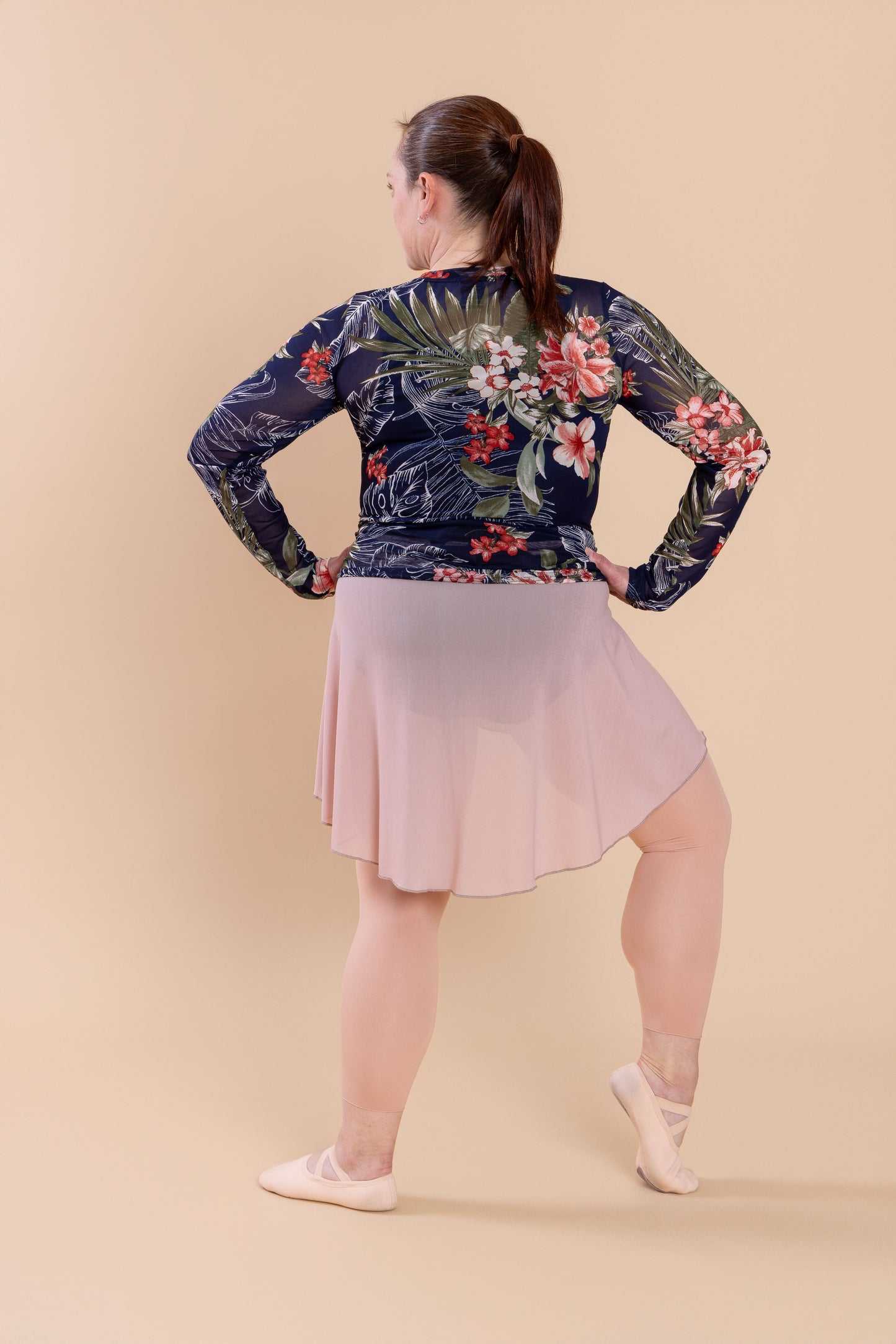 Mesh Stretch Long Sleeved Tee Oasis Blooms
