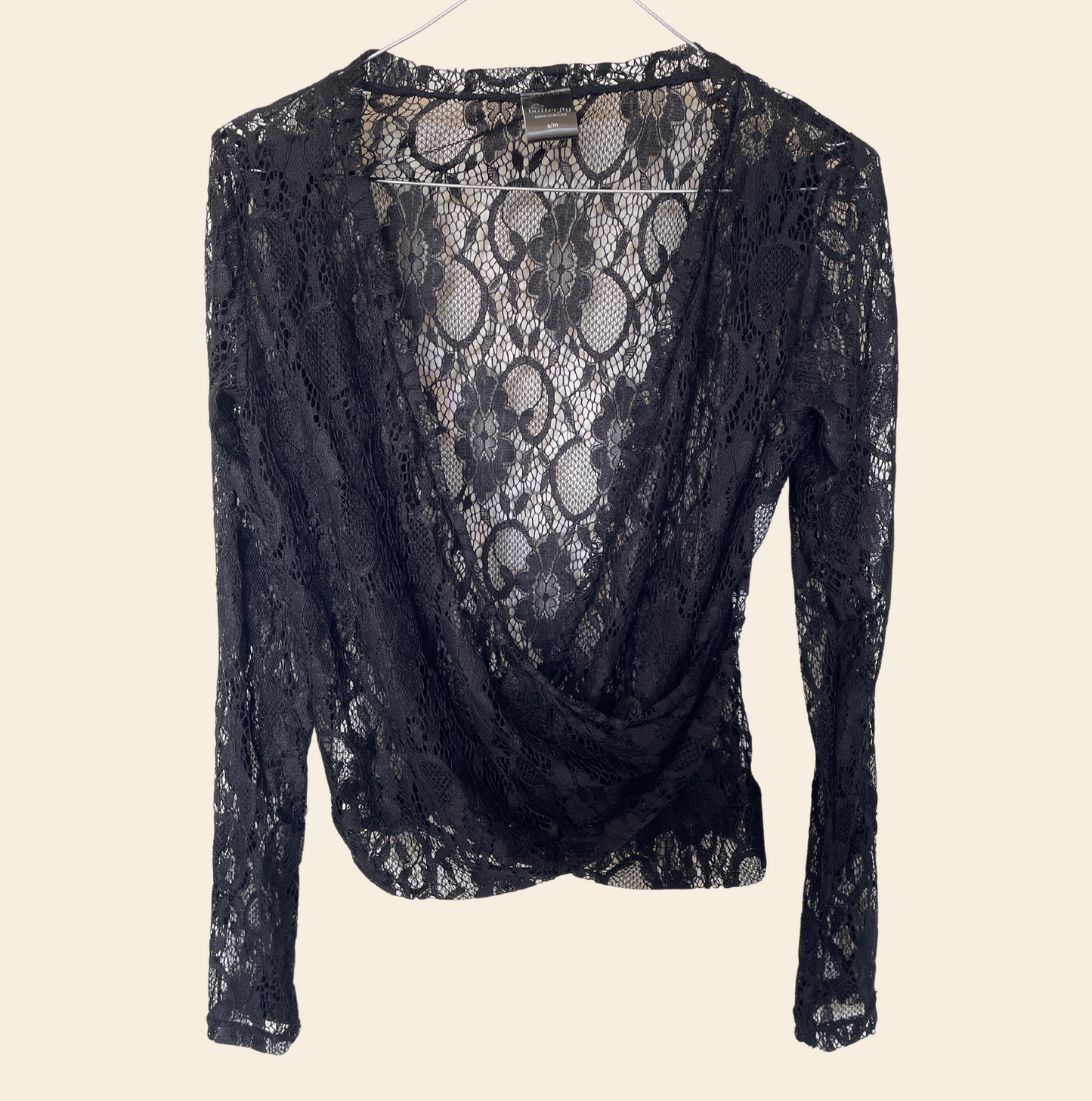 Black Lace Ballerina Wrap Top